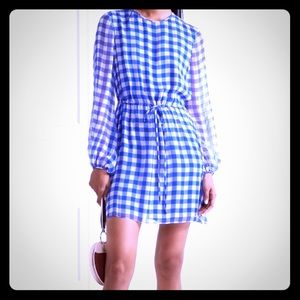 Diane Von Furstenburg Blue Gingham Silk Dress